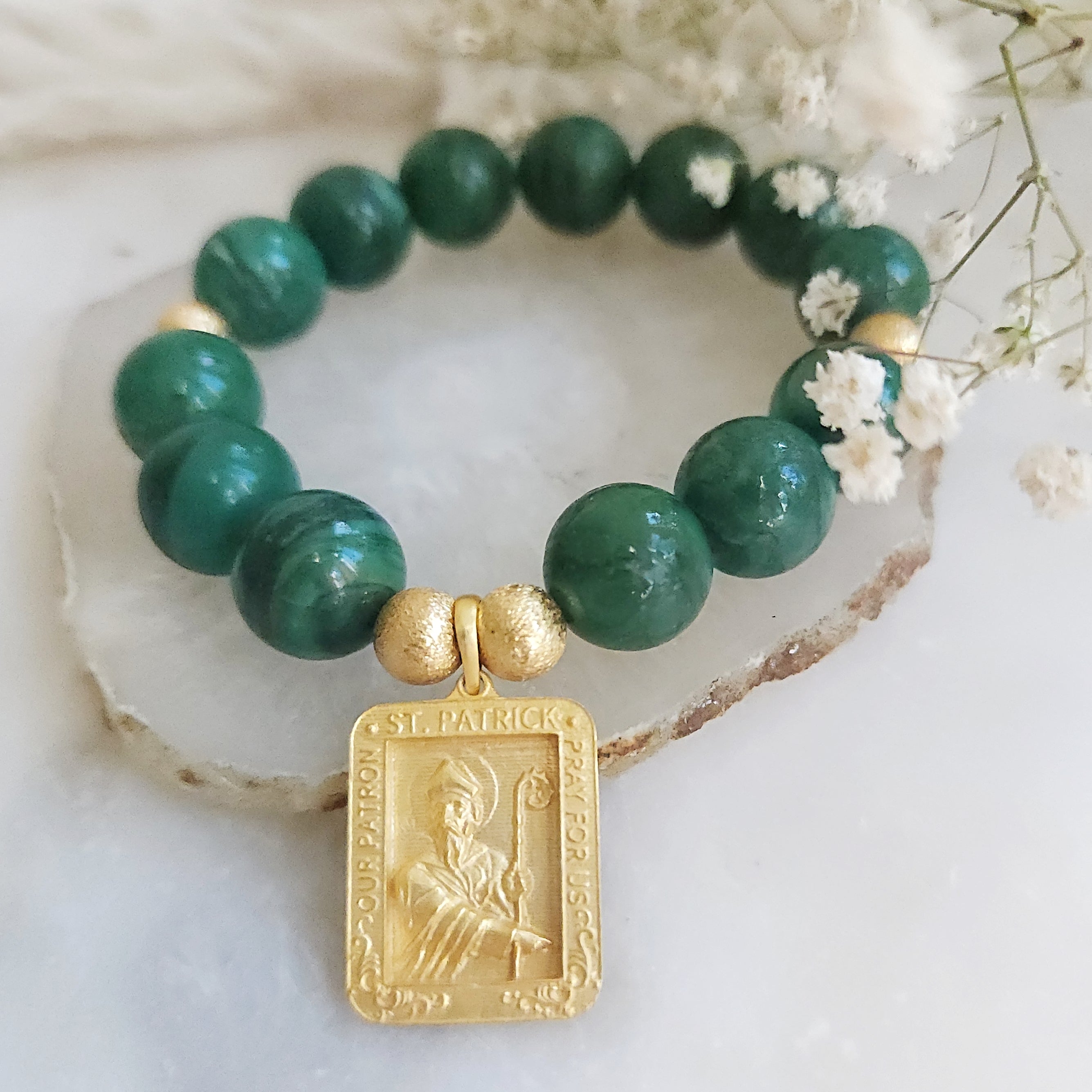 St. Patrick of Ireland Jade 12mm bracelet