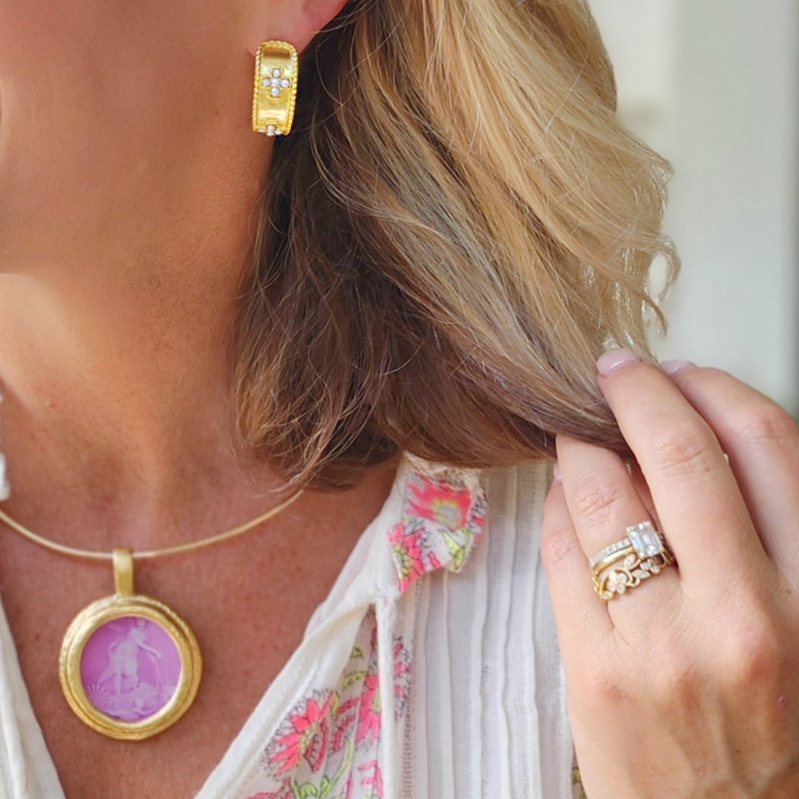 The Light (med pearl hoop)