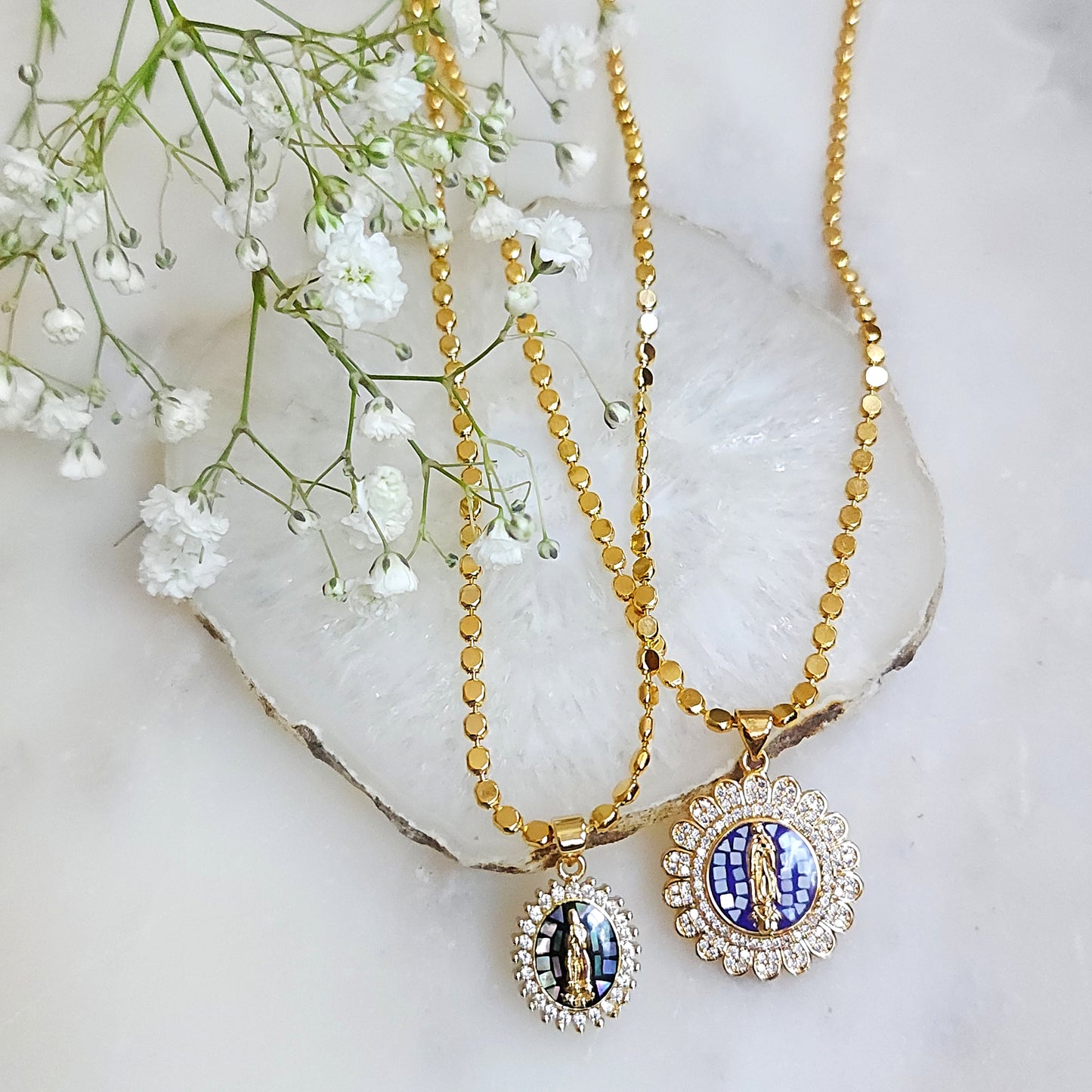 Mosaic Mary Small Charm ~ Unique One Necklace