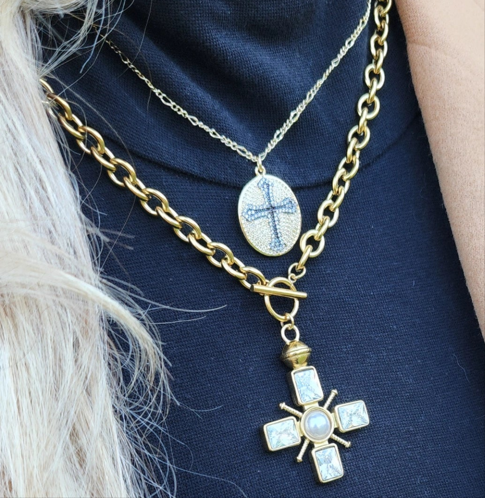 Black Circle Cross Necklace
