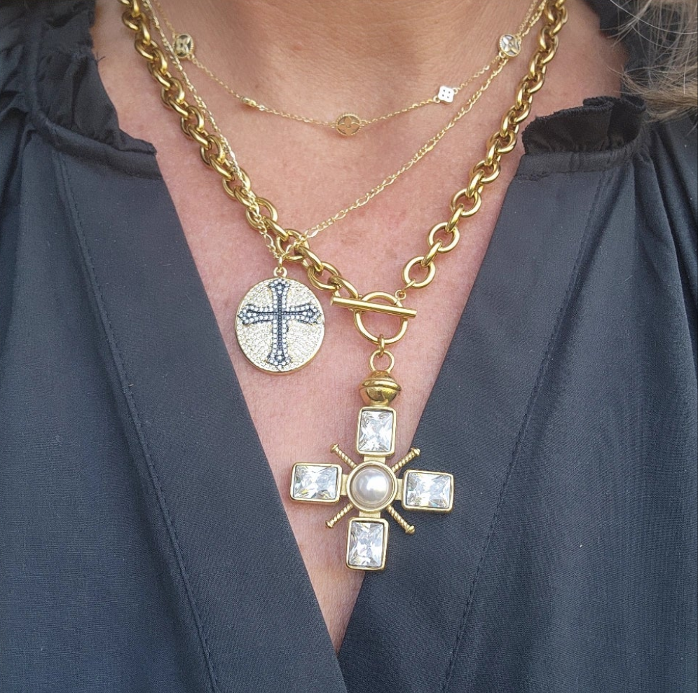 Black Circle Cross Necklace