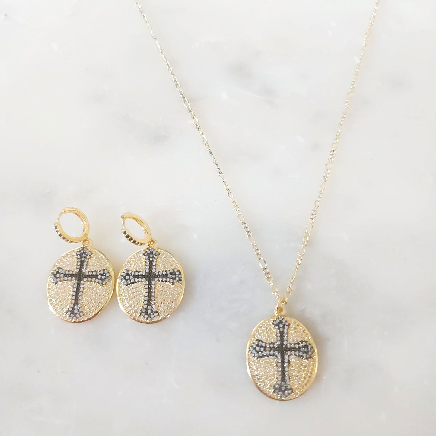 Black Circle Cross Necklace
