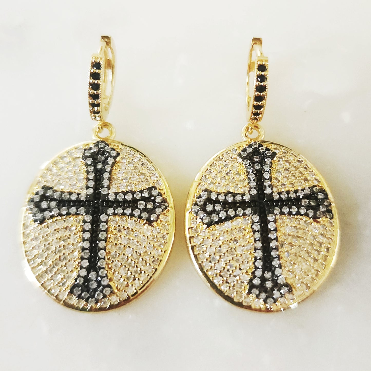 Black Cross Earrings