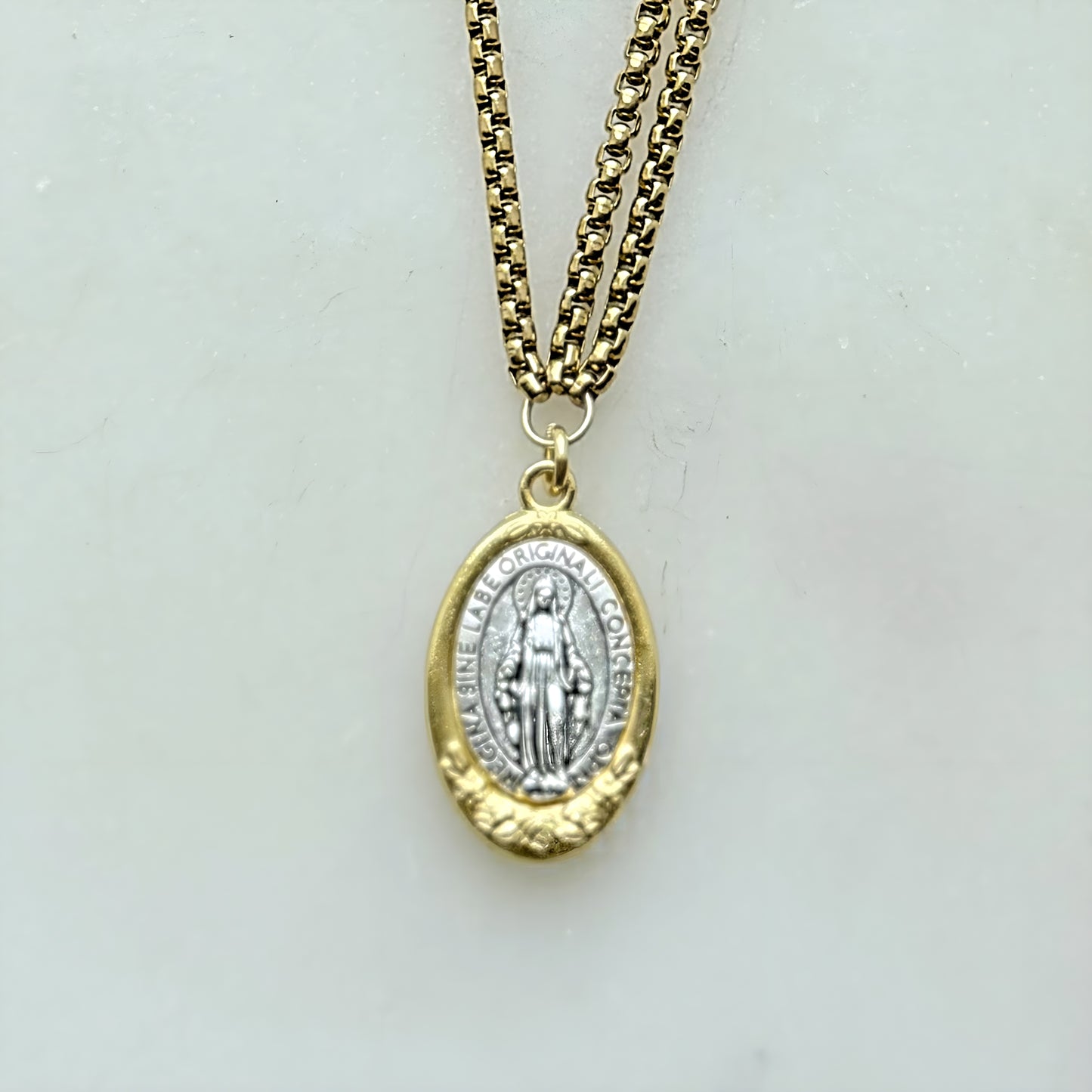 Miraculous Mary Two Toned Necklace