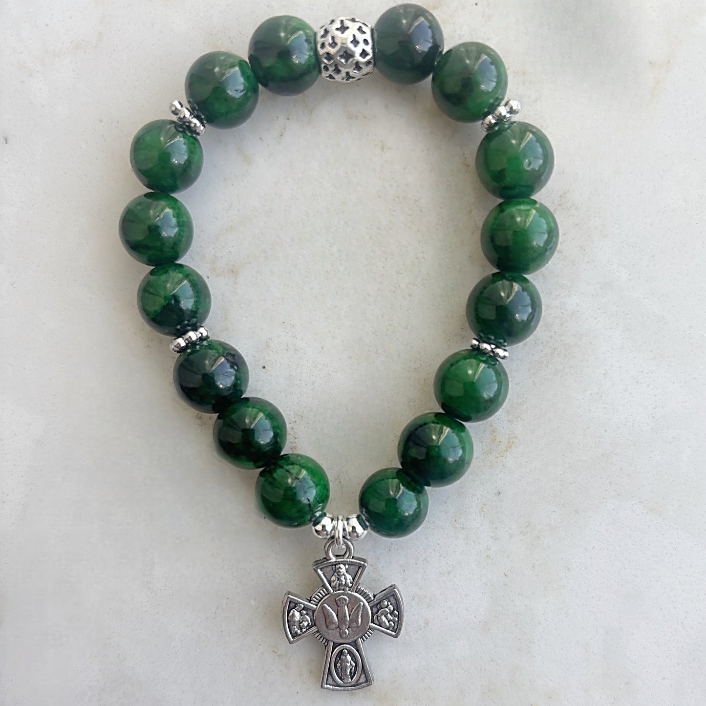 Green four way cross bracelet