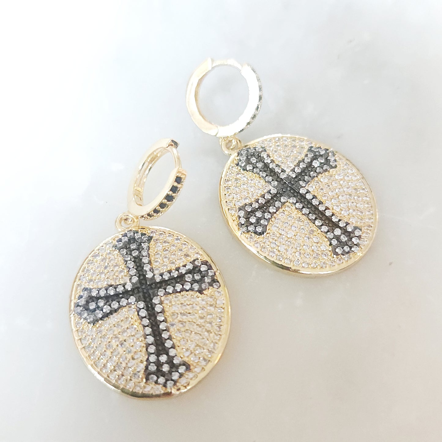 Black Cross Earrings