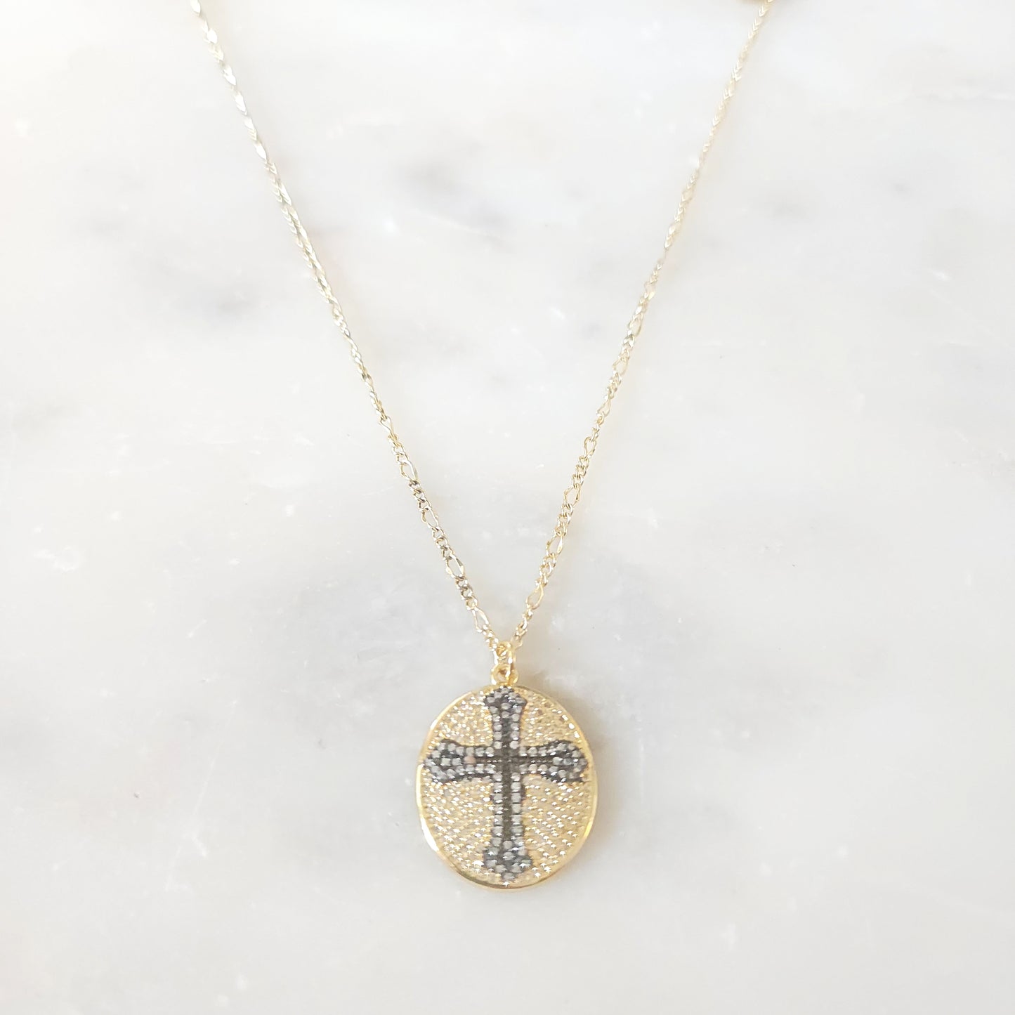 Black Circle Cross Necklace
