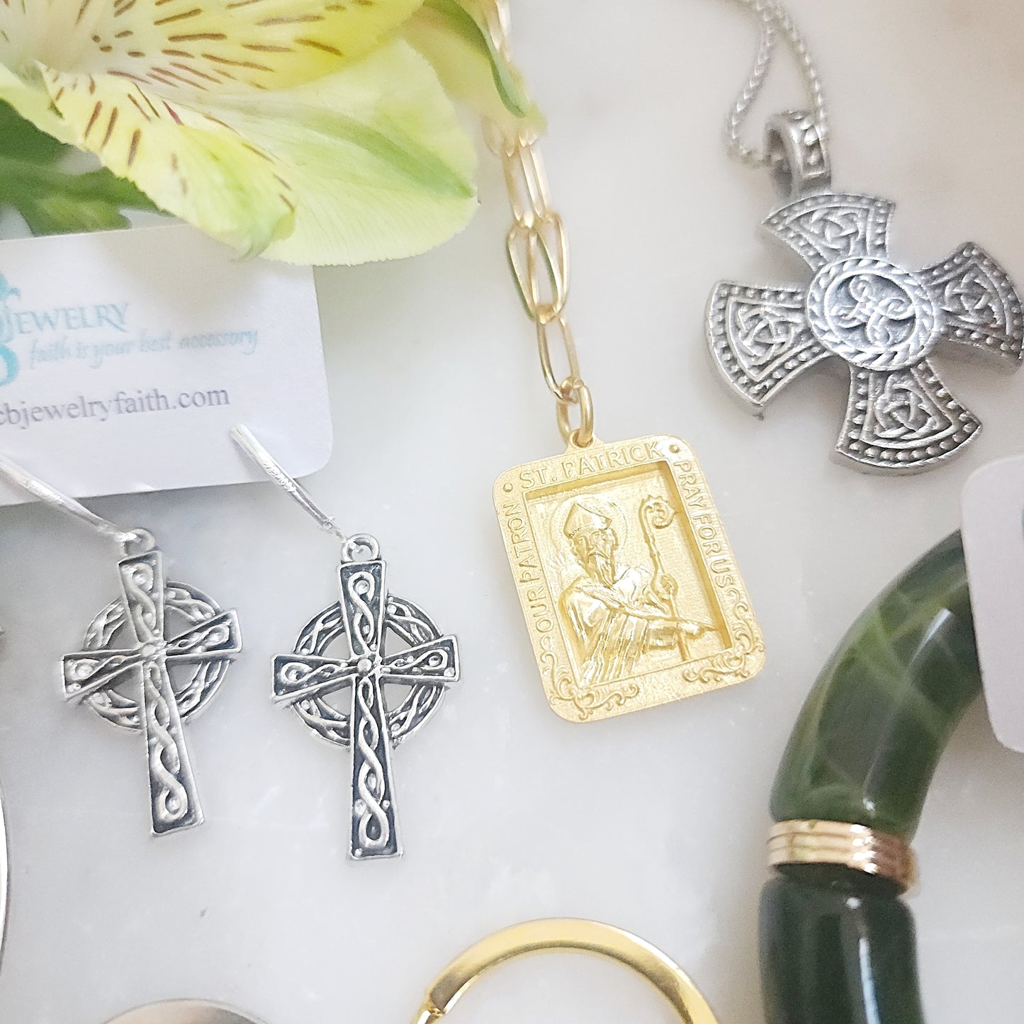 Celtic cross silver or gold earrings