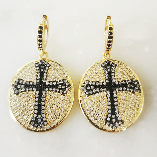 Black Cross Earrings