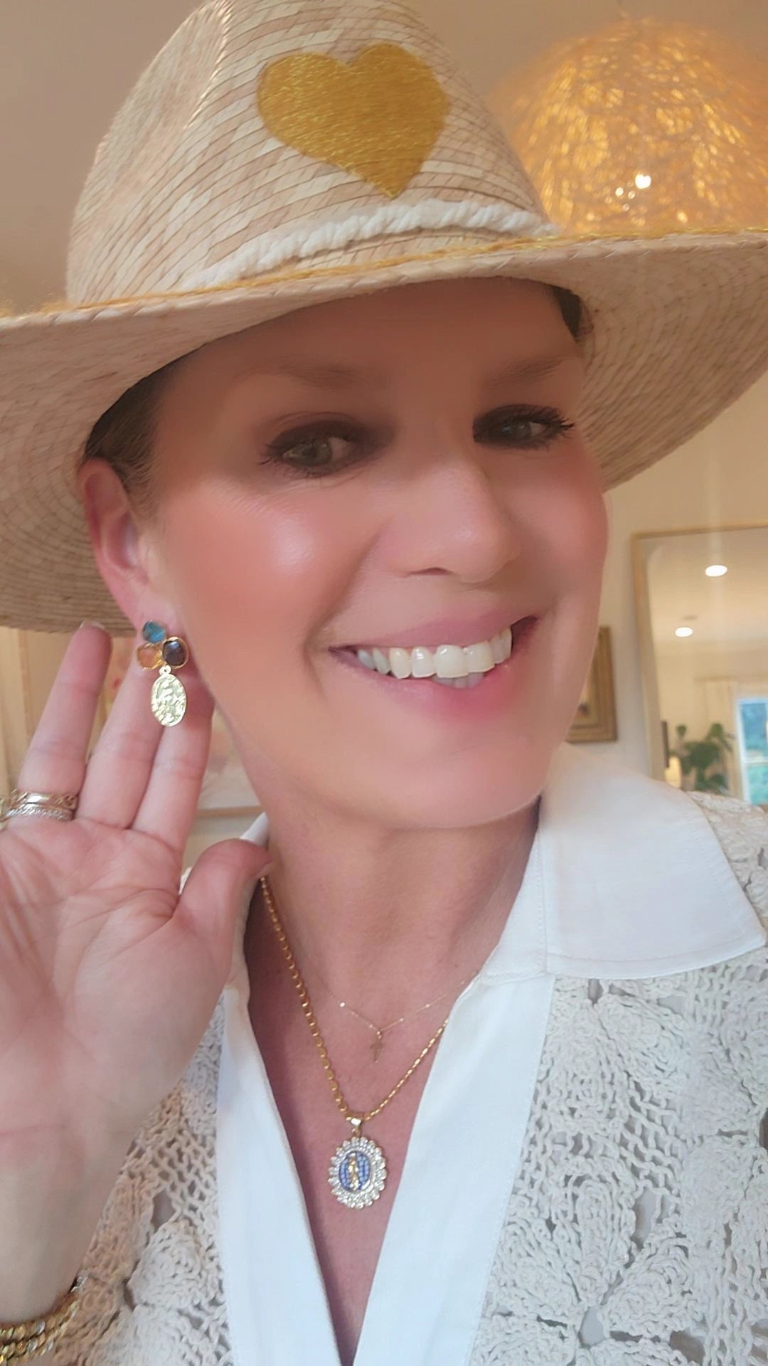 Unique Miraculous Mary Earrings, Multi-stone post