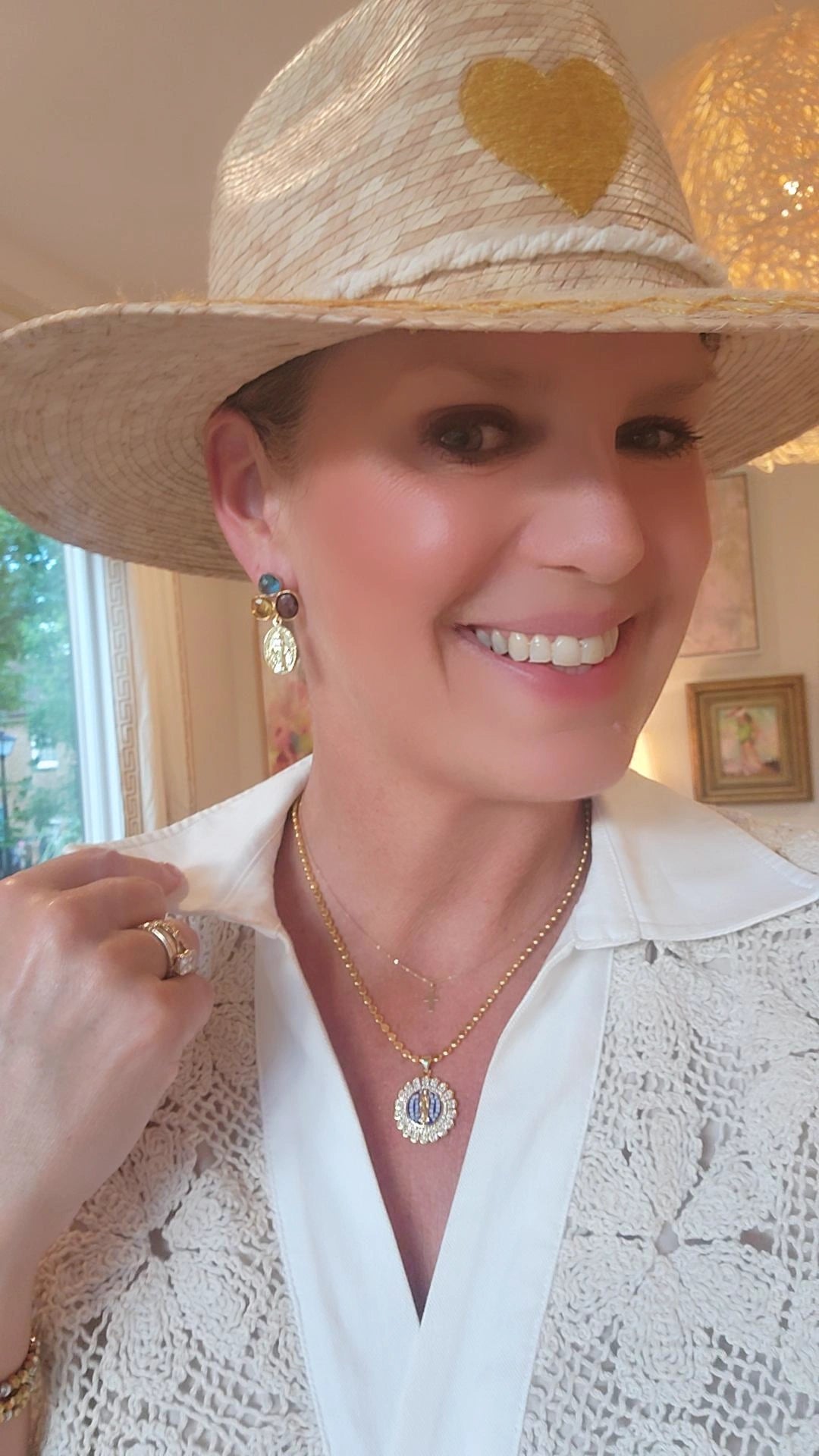 Unique Miraculous Mary Earrings, Multi-stone post