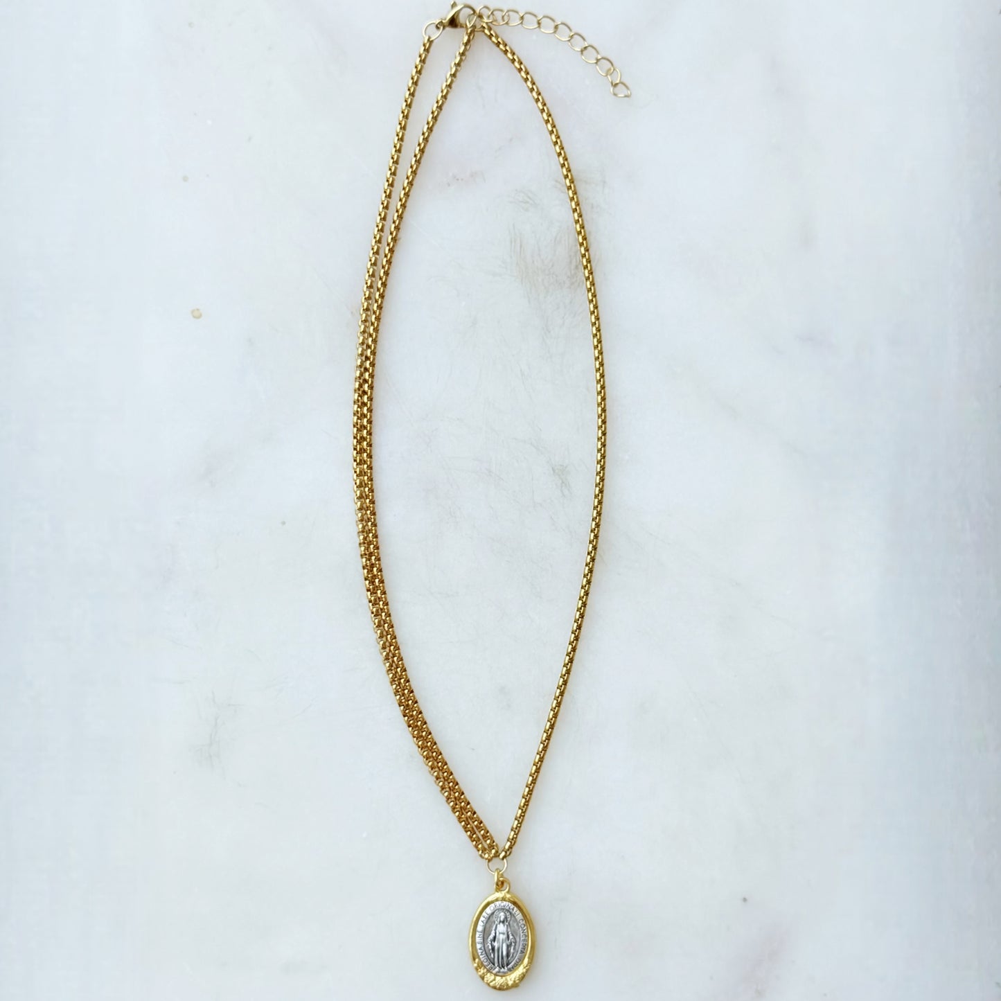 Miraculous Mary Two Toned Necklace