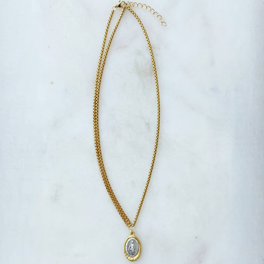 Miraculous Mary Two Toned Necklace