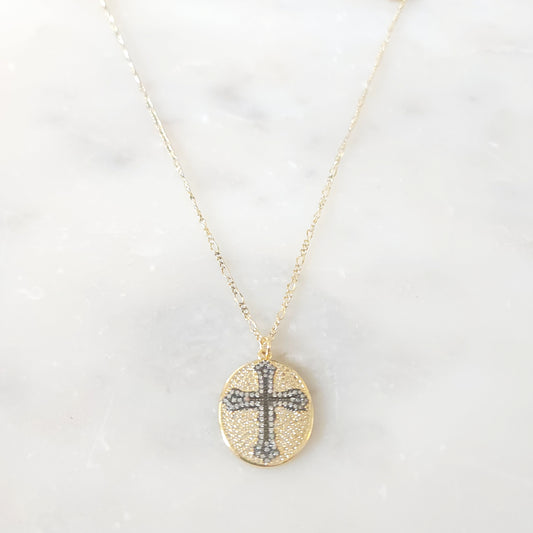 Black Circle Cross Necklace