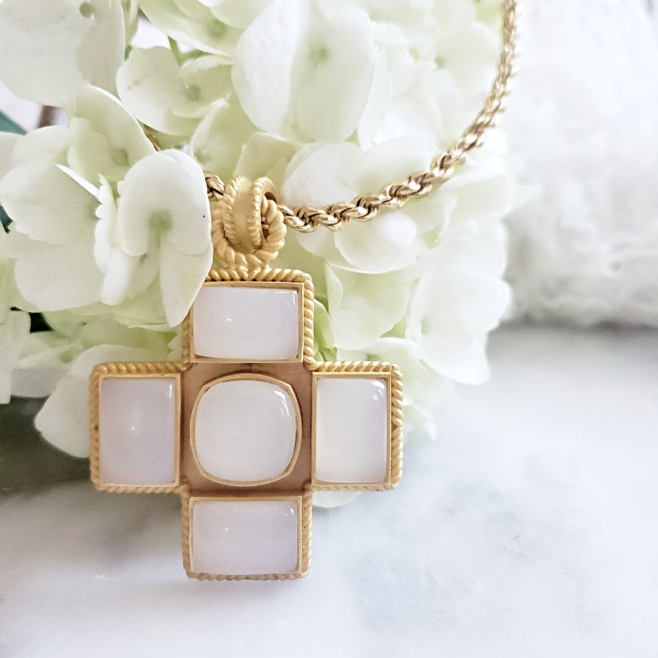 God Heals Necklace (white chalcedony stone)
