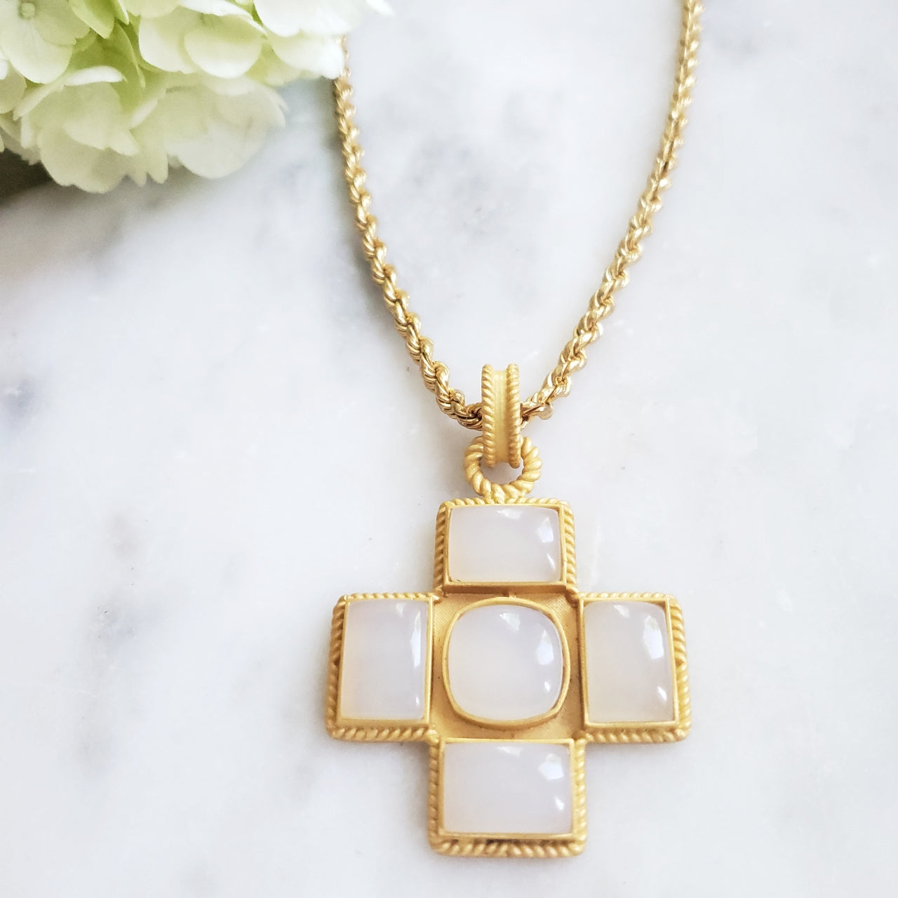 God Heals Necklace (white chalcedony stone)