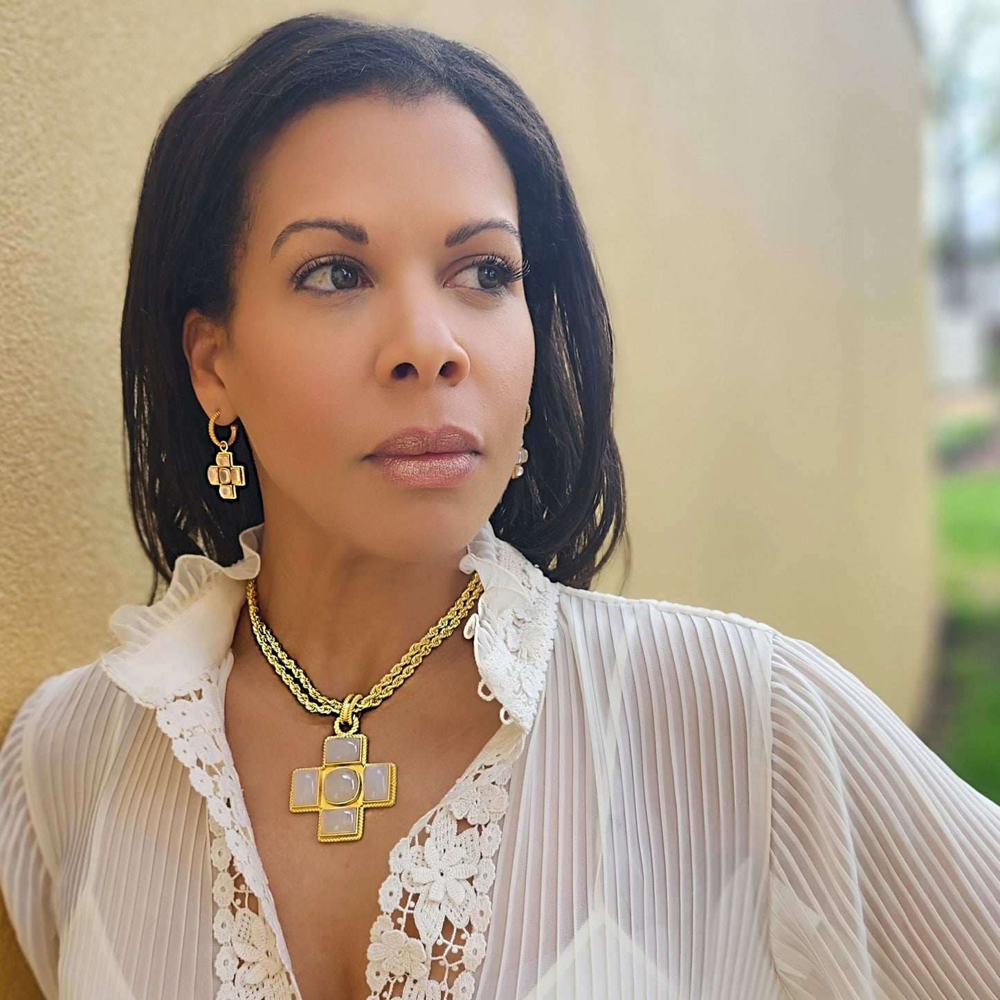 God Heals Necklace (white chalcedony stone)