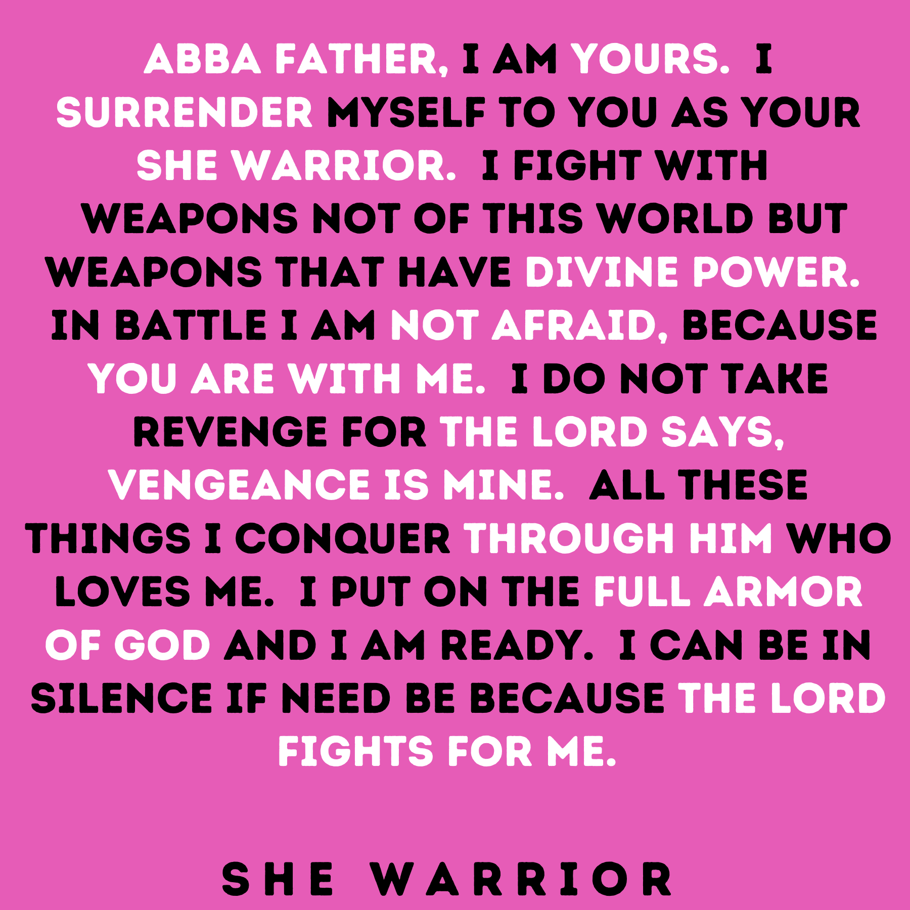 She Warrior Prayer Card